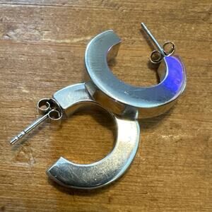 925 Silver 3D CHUNKY HOOP EARRINGS Thailand